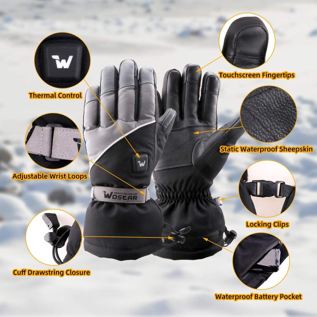 "Ultimate Warmth and Comfort: Electric Heated Gloves with Adjustable Heat Levels, Touchscreen Functionality, and Waterproof Design - Perfect for Men and Women in Skiing and Snowboarding"