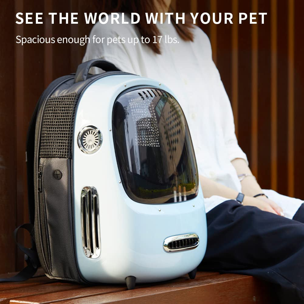 "Ultimate Pet Travel Companion: Airy, Illuminated, and Roomy Backpack for On-The-Go Cats and Dogs!"