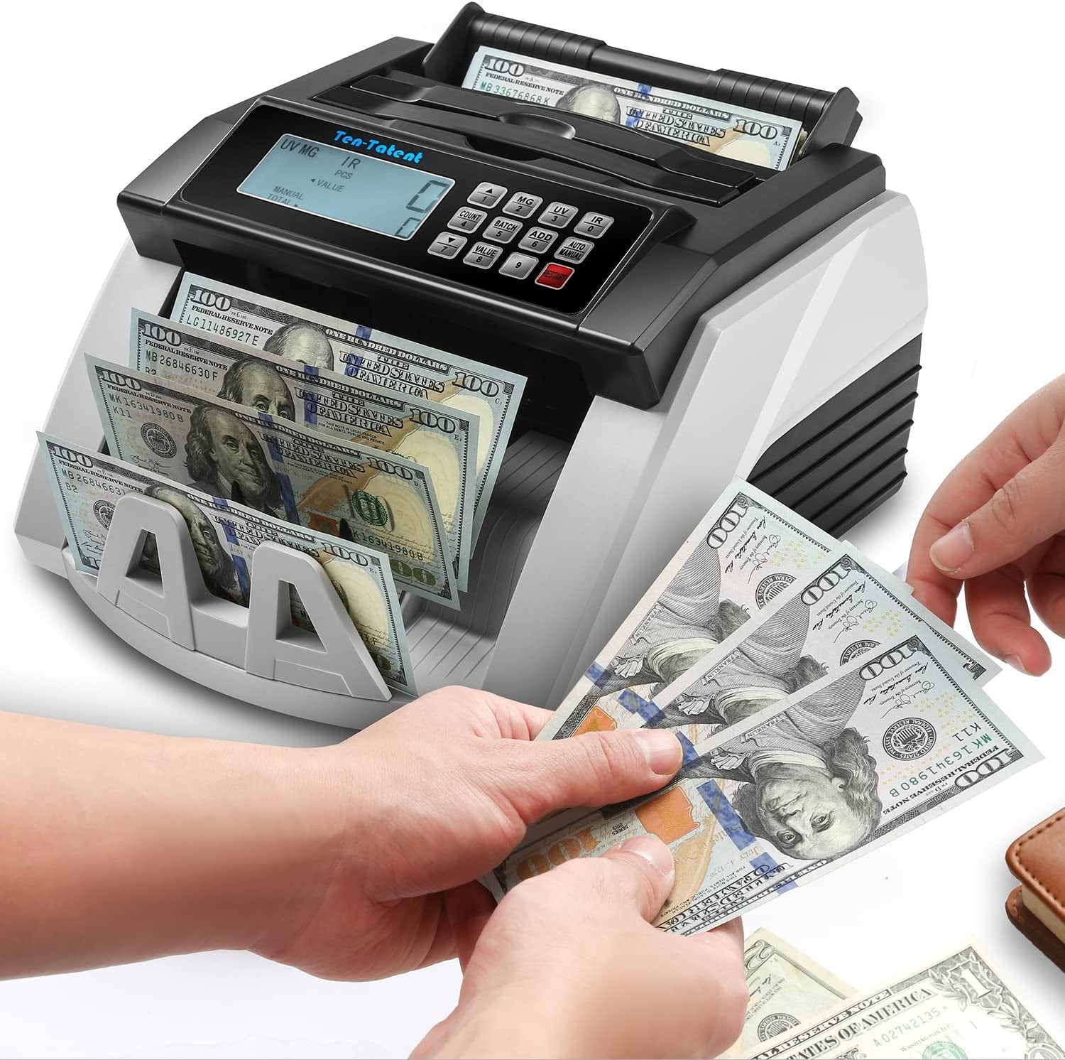 "Ultimate Black Bill Counter: Advanced UV/MG/MT/IR Detection, Lightning-Fast - Count 1,000 Bills/Min!"