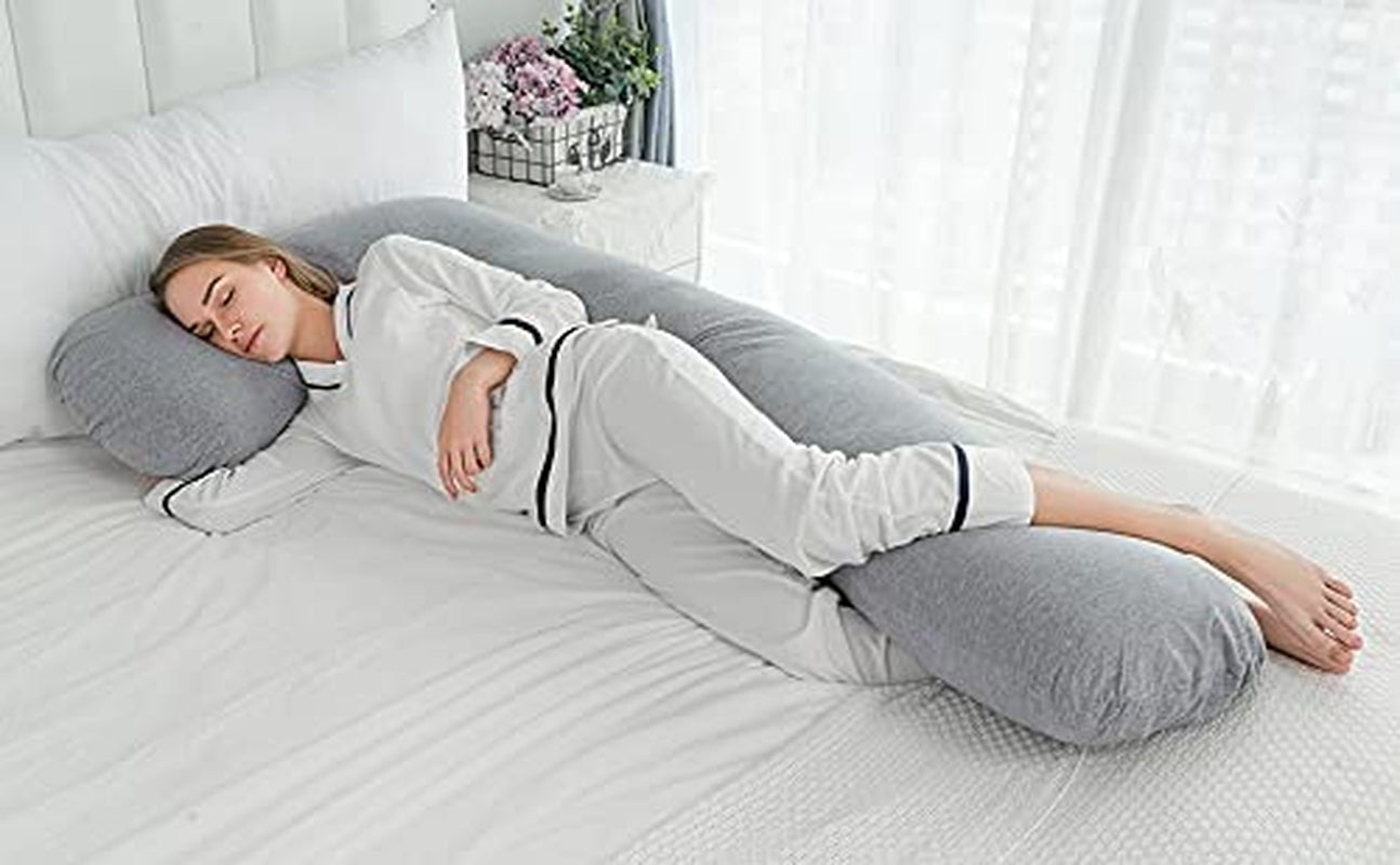 "Luxurious L-Shaped Body Pregnancy Pillow for Ultimate Comfort and Support during Pregnancy and Side Sleeping"