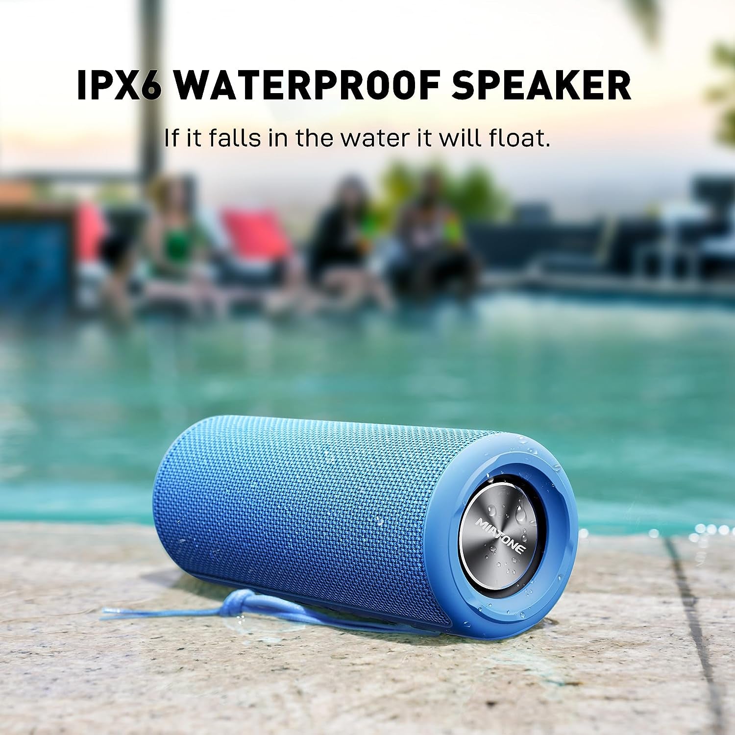 "Ultimate Outdoor Adventure: Waterproof Blue Bluetooth Speaker - Take Your Music Anywhere!"