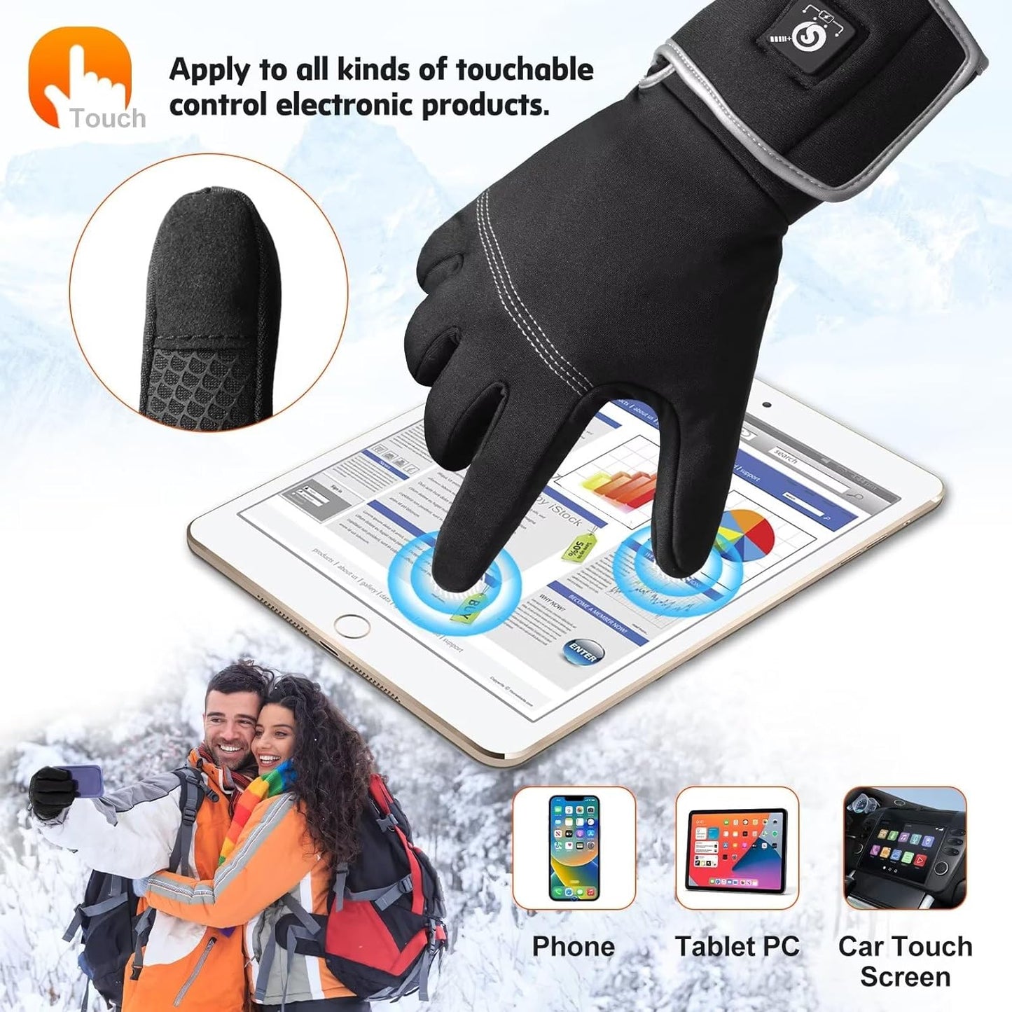 "Ultimate Winter Comfort: Rechargeable Heated Gloves with Touchscreen Compatibility and Breathable Thin Liners - Perfect for Outdoor Activities!"