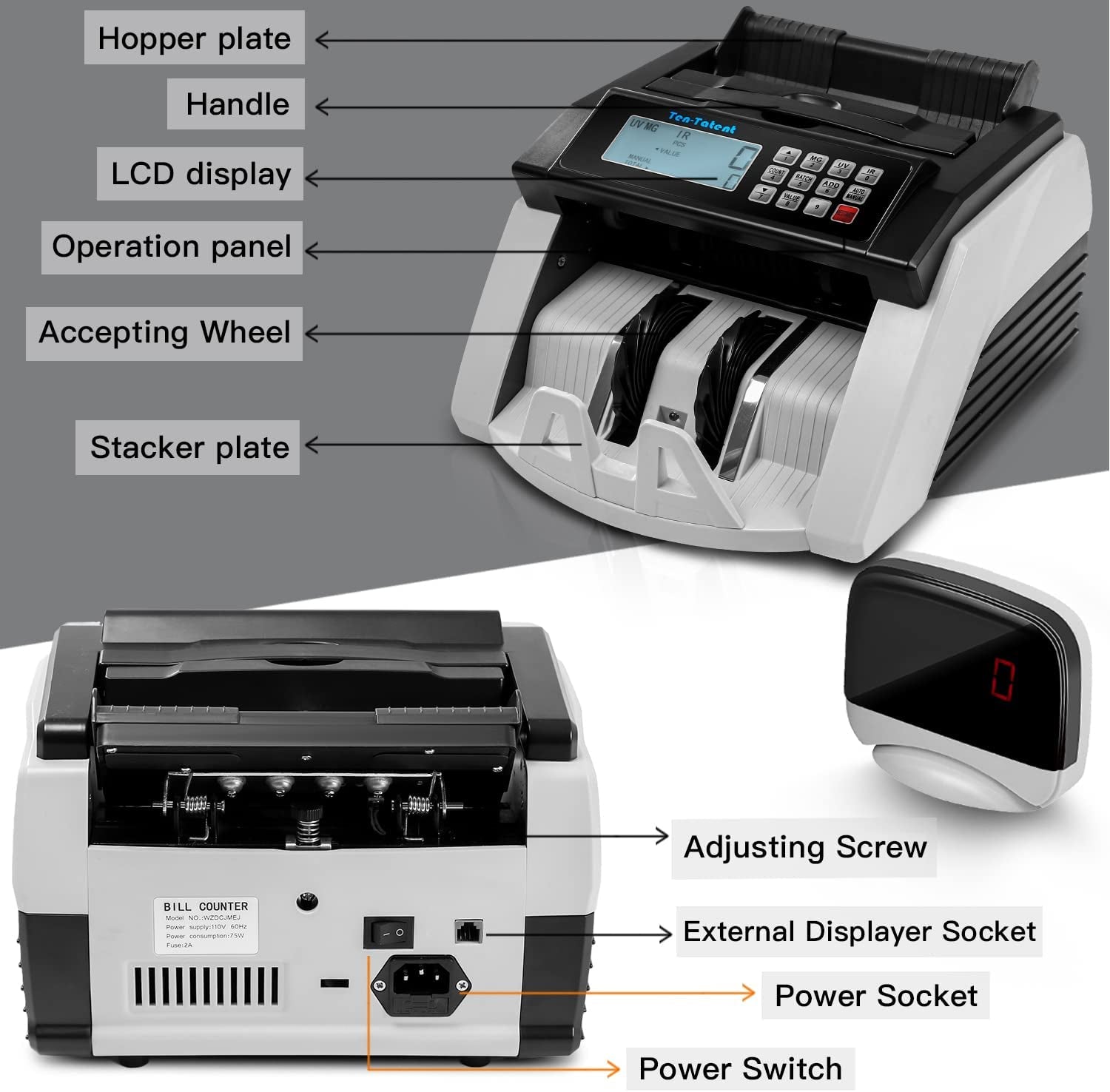 "Ultimate Black Bill Counter: Advanced UV/MG/MT/IR Detection, Lightning-Fast - Count 1,000 Bills/Min!"