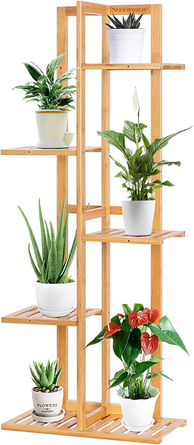 "Luxurious 5-Tier Bamboo Plant Stand - Showcase Your Indoor Plants with Style - Perfect for Any Room or Outdoor Space!"