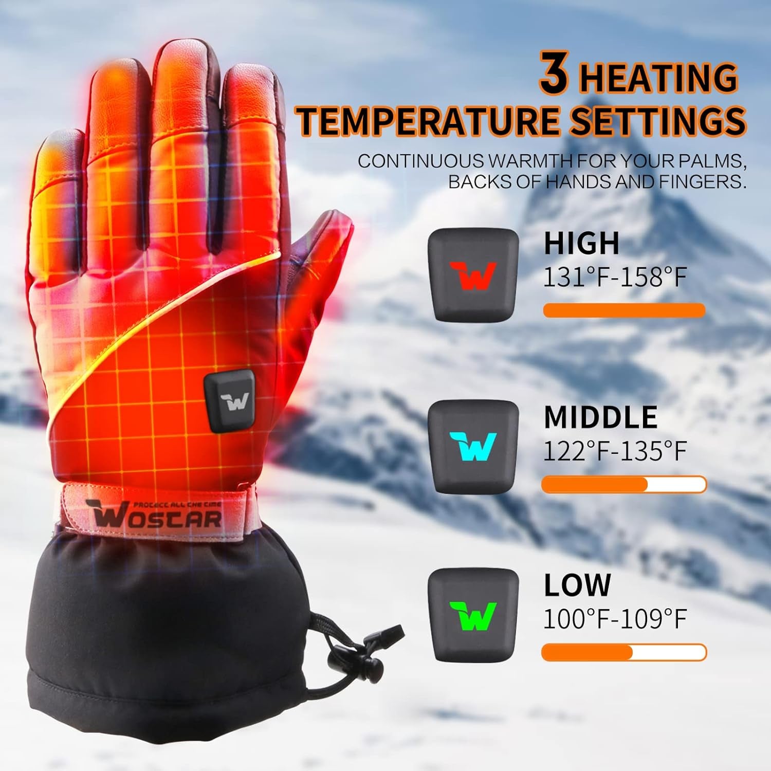 "Ultimate Warmth and Comfort: Electric Heated Gloves with Adjustable Heat Levels, Touchscreen Functionality, and Waterproof Design - Perfect for Men and Women in Skiing and Snowboarding"