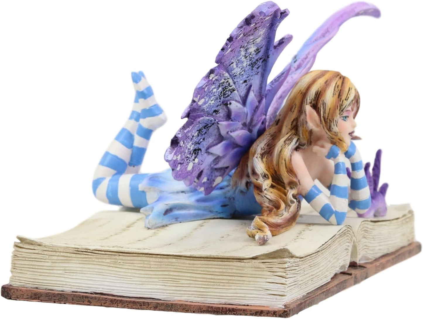 "Enchanting Purple Lavender Fairy with Dragon Statue: 7.25" Collectible for Fantasy Lovers"