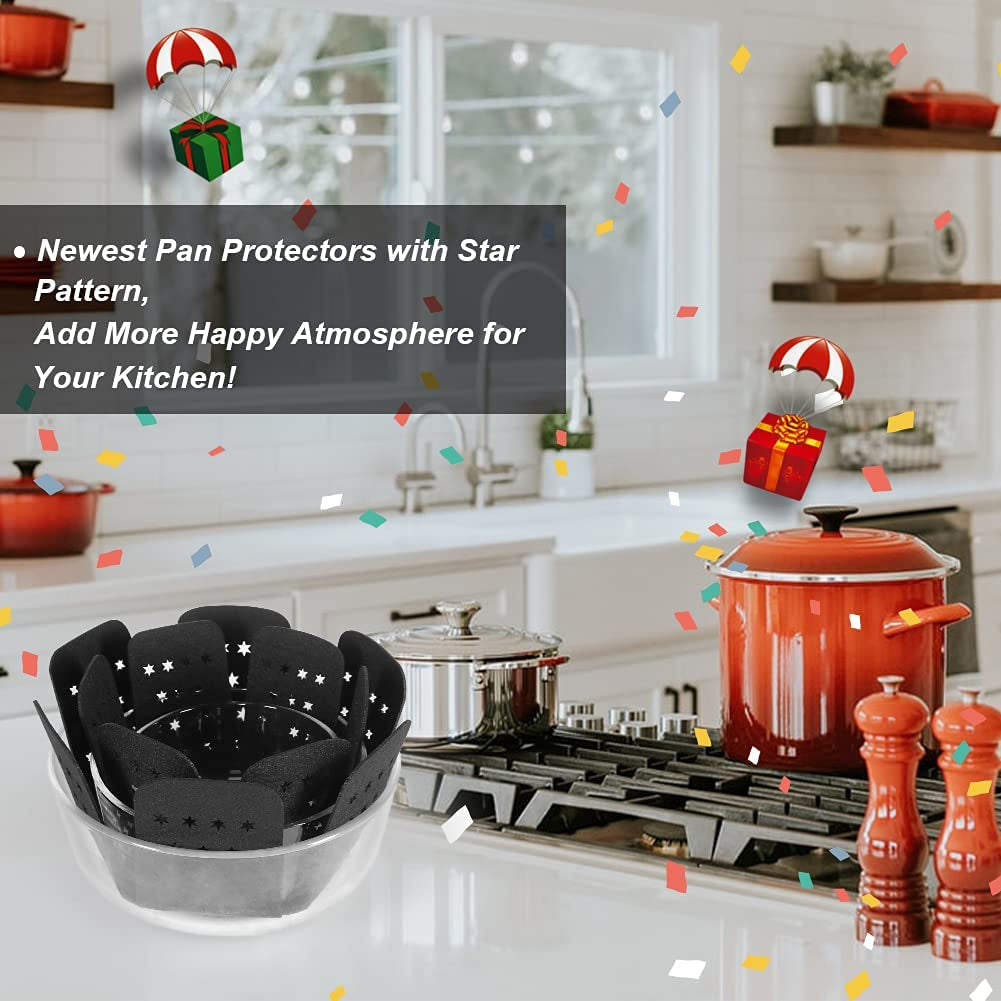 "Starry Black Pan Protectors: Keep Your Cookware Safe and Organized with a Set of 12 Dividers in 3 Sizes"