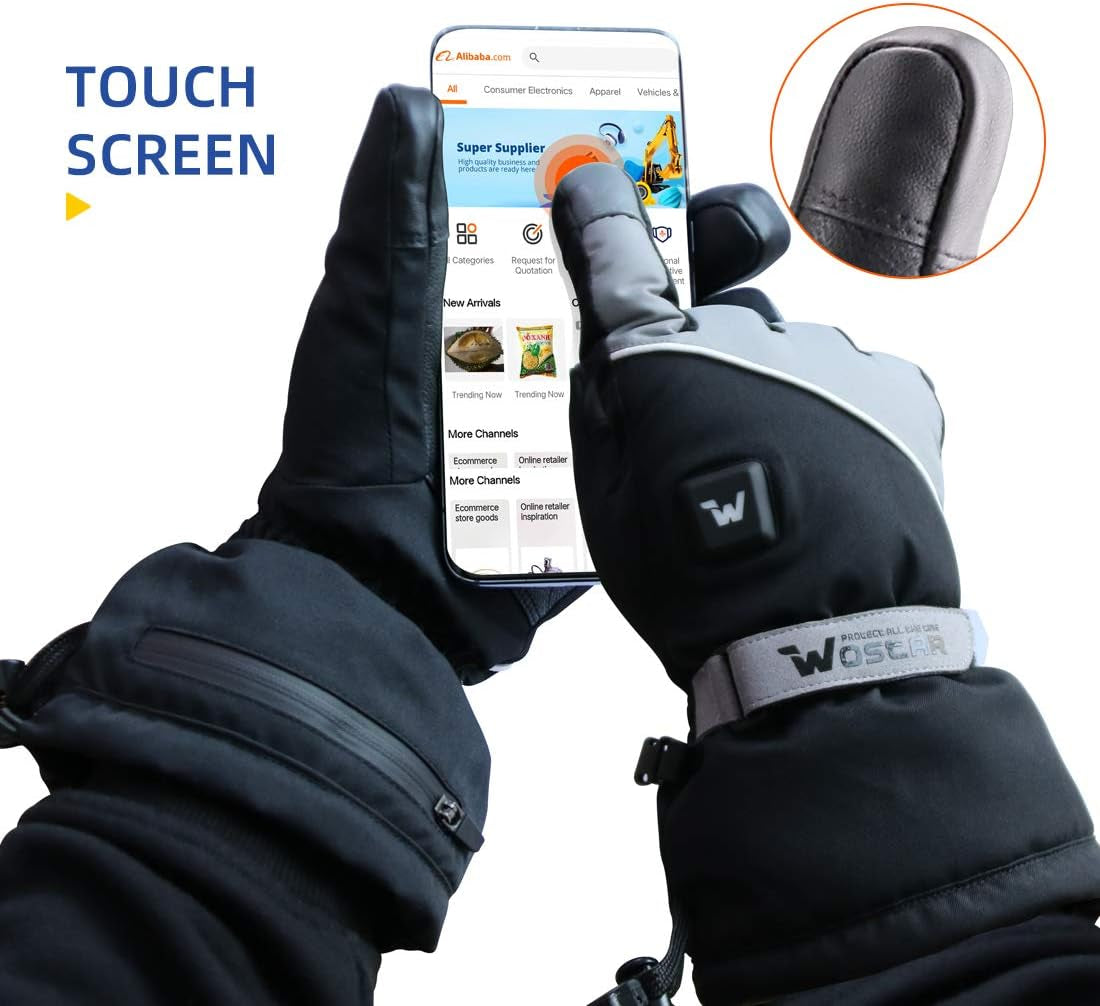 "Ultimate Warmth and Comfort: Electric Heated Gloves with Adjustable Heat Levels, Touchscreen Functionality, and Waterproof Design - Perfect for Men and Women in Skiing and Snowboarding"