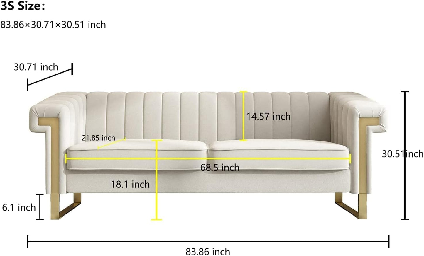 "Luxurious Velvet Chesterfield Sofa: Elegant Flair, Plush Removable Cushions, Opulent Gold Legs - Timeless Mid Century Tufted Design in Beautiful Beige"