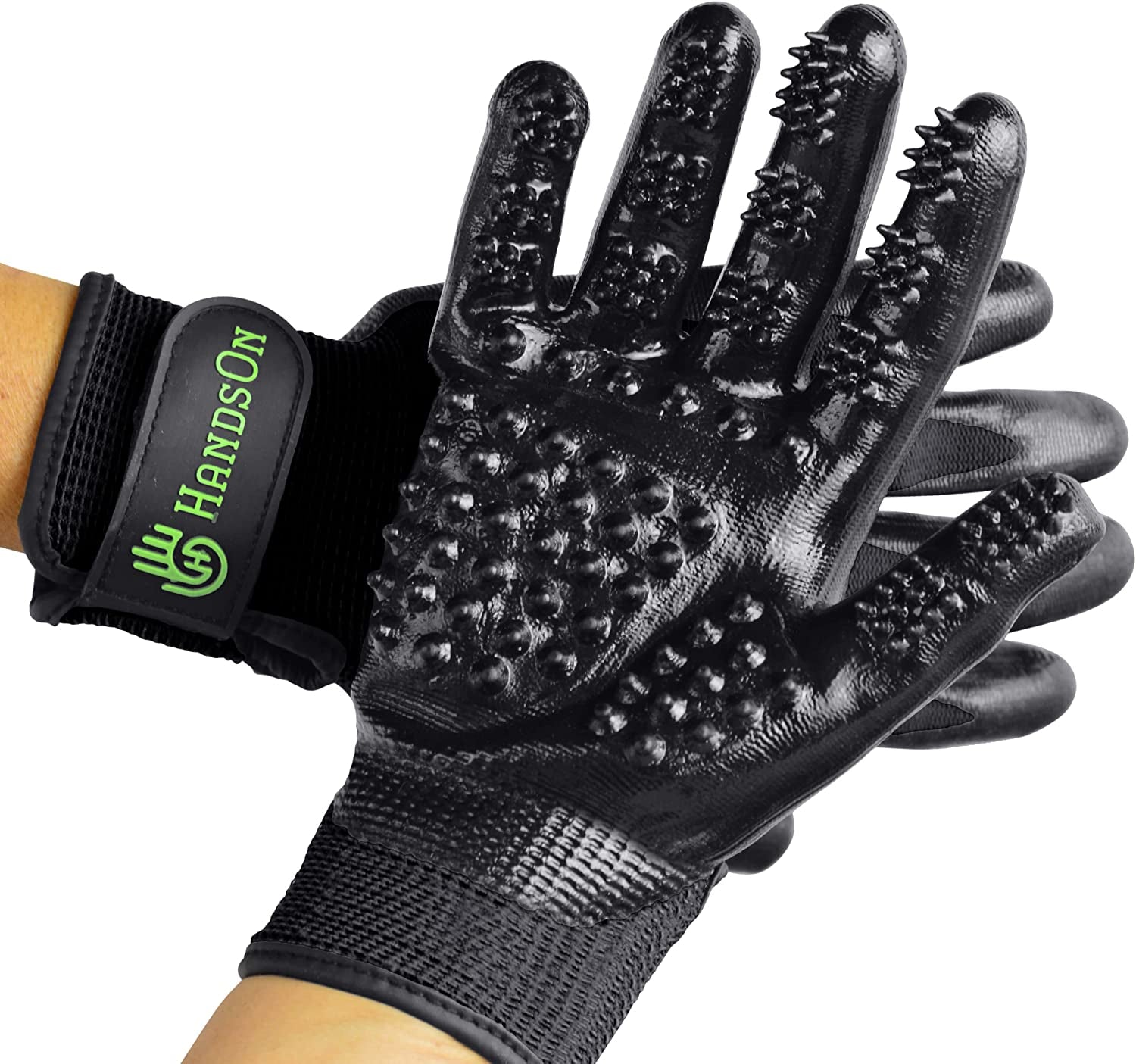 "Revolutionary Pet Grooming Gloves - the Ultimate Shedding, Bathing, and Hair Remover Solution - Perfect for Cats, Dogs, and Horses - Gentle and Effective"