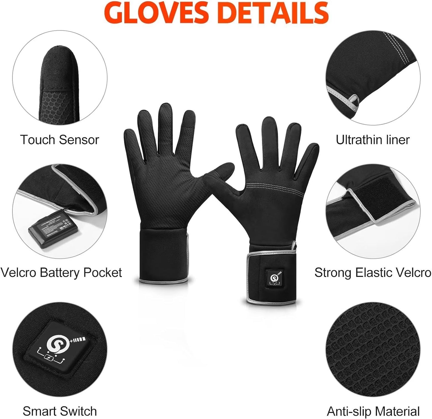 "Ultimate Winter Comfort: Rechargeable Heated Gloves with Touchscreen Compatibility and Breathable Thin Liners - Perfect for Outdoor Activities!"