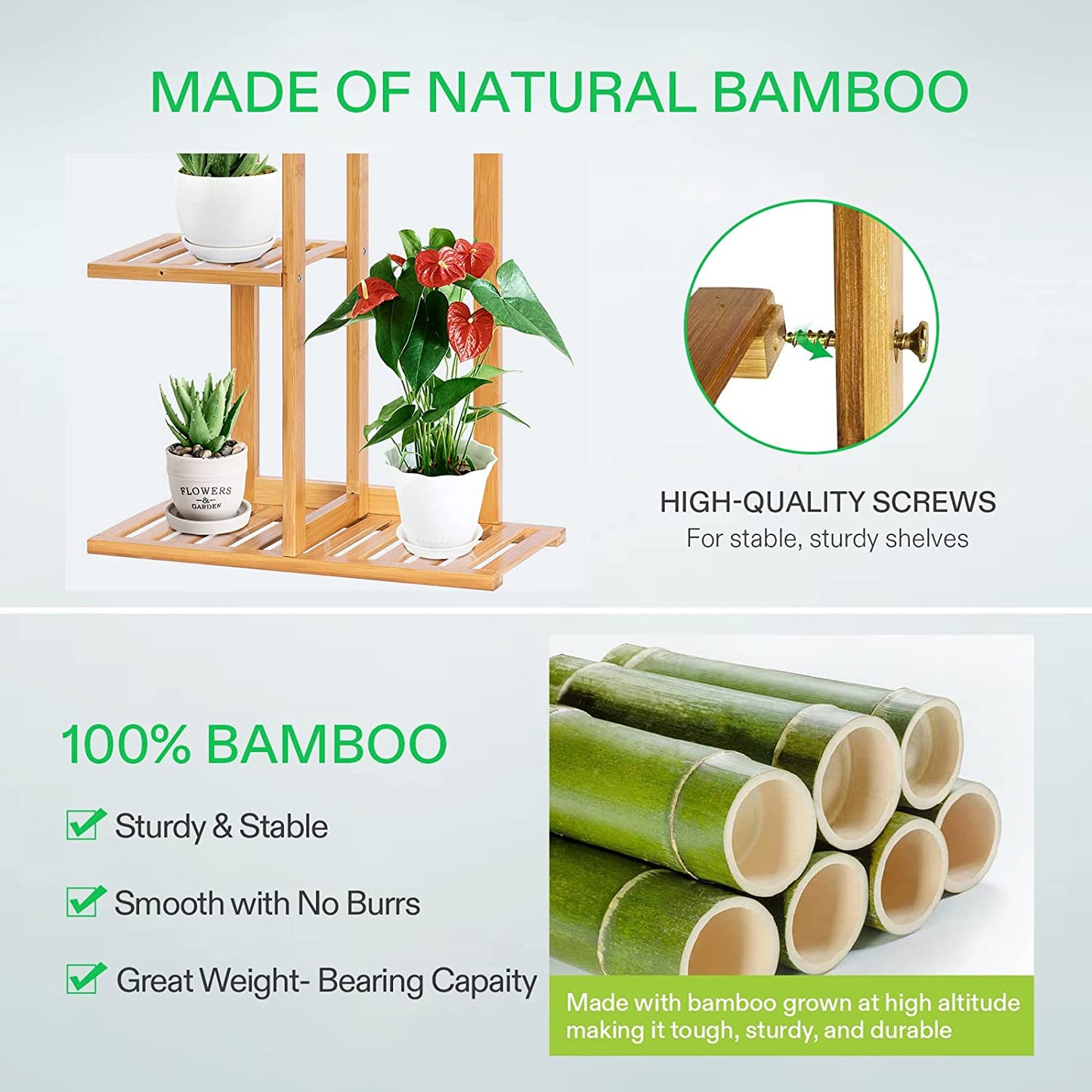 "Luxurious 5-Tier Bamboo Plant Stand - Showcase Your Indoor Plants with Style - Perfect for Any Room or Outdoor Space!"