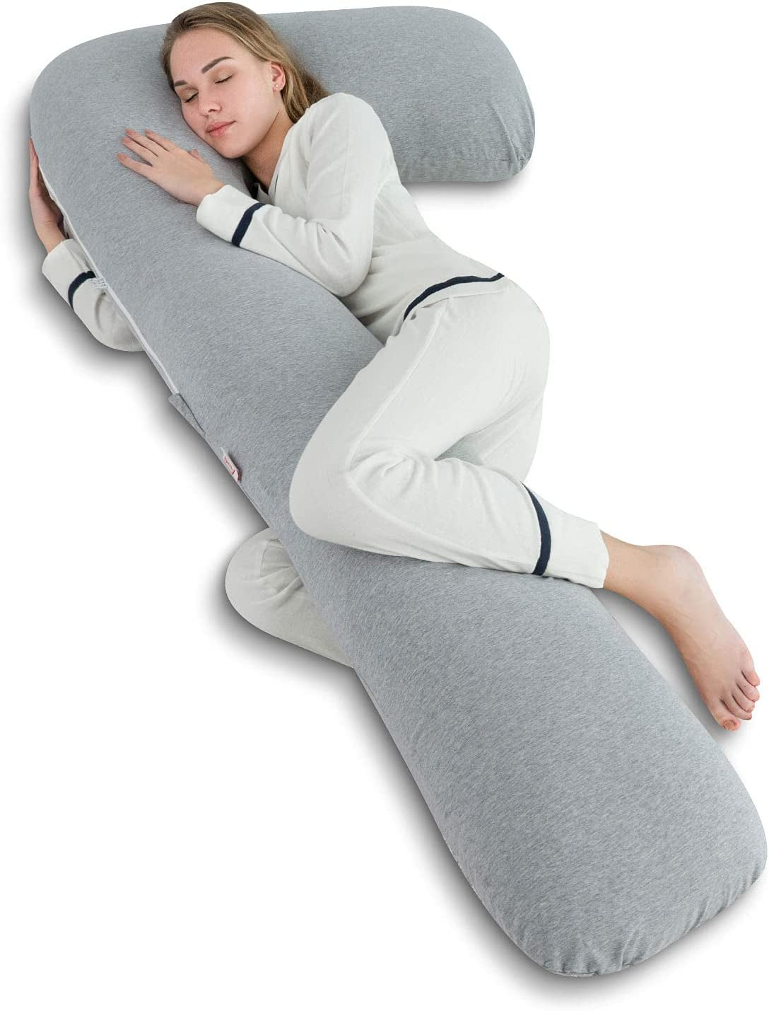 "Luxurious L-Shaped Body Pregnancy Pillow for Ultimate Comfort and Support during Pregnancy and Side Sleeping"