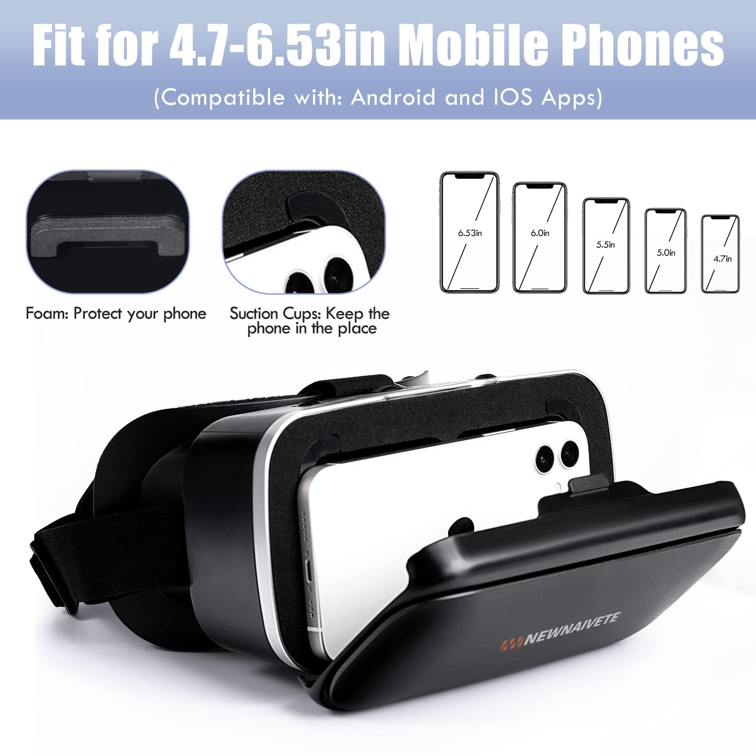 "Immerse Yourself in Virtual Reality: Universal VR Headset for Iphone & Android with Remote - Perfect for 3D Gaming & Videos on 4.7”-6.53” Phones"