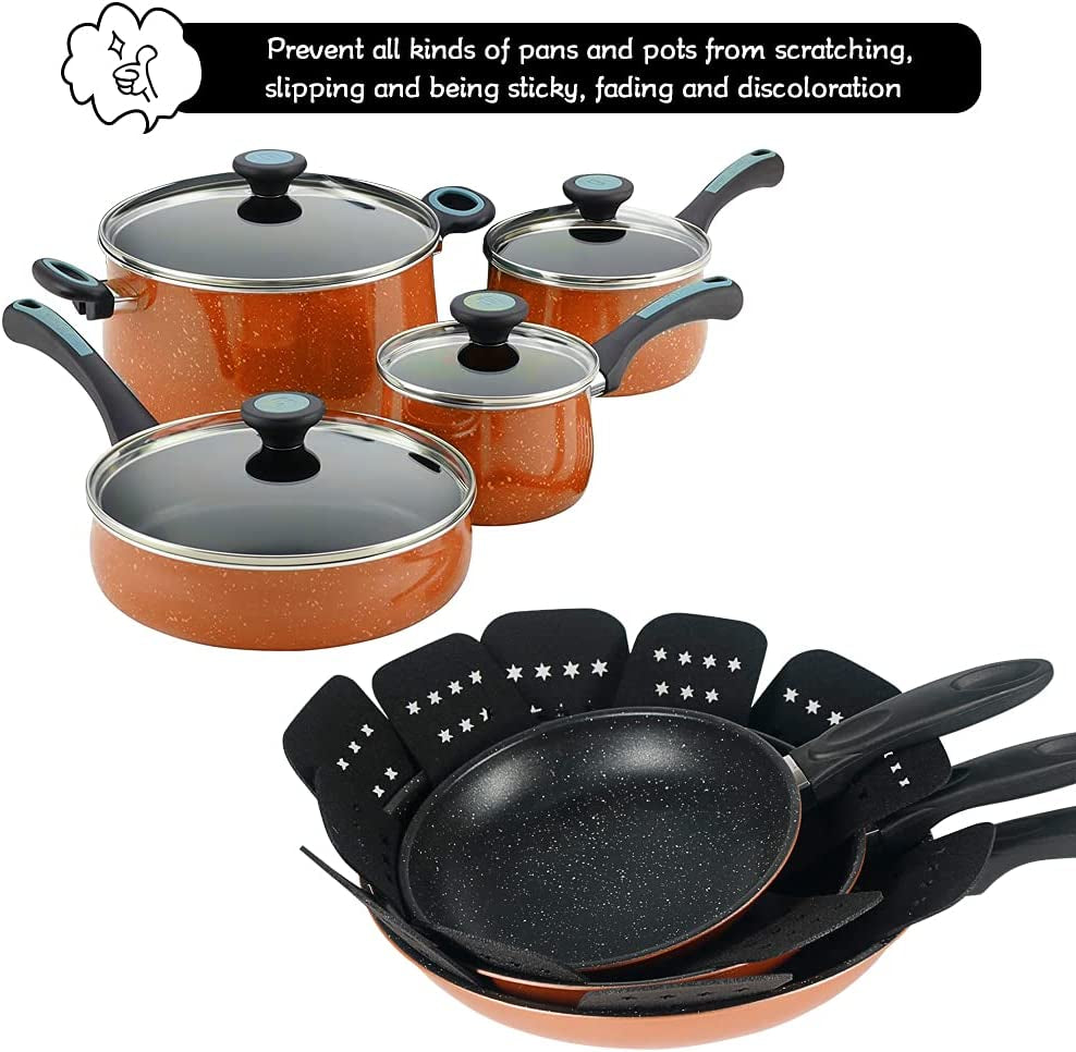 "Starry Black Pan Protectors: Keep Your Cookware Safe and Organized with a Set of 12 Dividers in 3 Sizes"