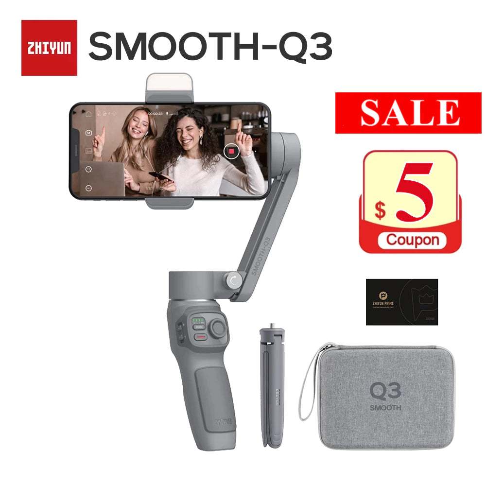 "Capture Tiktok Magic with the Zhiyun Smooth Smartphone Gimbal Combo: Ultimate Stabilizer, Tripod Stand, and LED Light!"